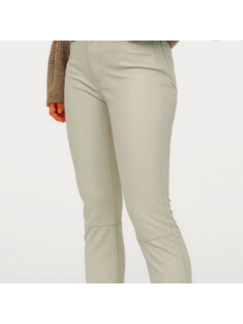 H&M Leather Like Beige Zip Pants Size 8